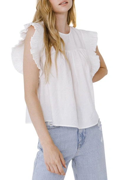 English Factory Ruffle Detail Top In White