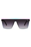 Quay Hindsight 67mm Shield Sunglasses In Clr Hologrm Matte Blk/ Smk