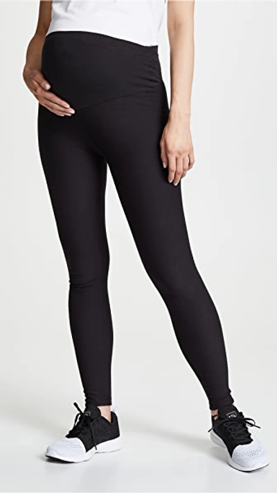 Plush Fleece Lined Maternity Leggings In Black