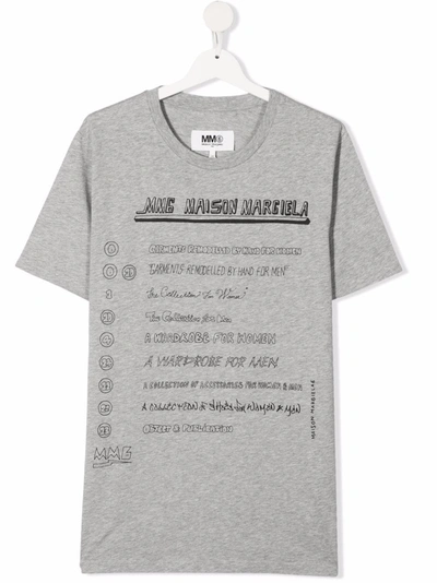 Mm6 Maison Margiela Teen Logo-print Short-sleeved T-shirt In Grey