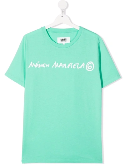 Mm6 Maison Margiela Teen Logo-print Short-sleeved T-shirt In Green
