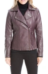 Max Studio Washed Faux Leather Moto Jacket In Oxblood-oxblood