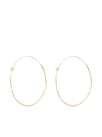 Petite Grand Hammered Round Hoop Earrings In Gold
