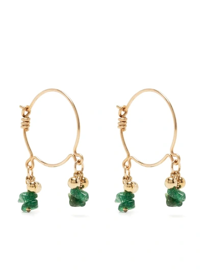Petite Grand Bella Emerald Hoop Earrings In Gold