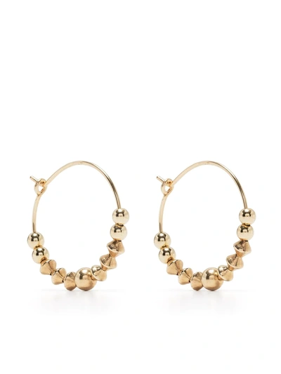 Petite Grand Iris Beaded Hoop Earrings In Gold