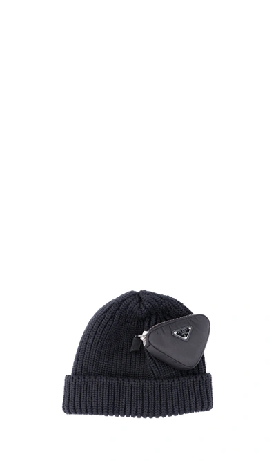 Prada Black Cap With Applied Pocket