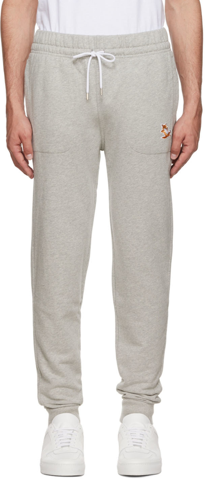 Maison Kitsuné Chillax Fox Tapered Logo-appliquéd Cotton-jersey Sweatpants In Grey