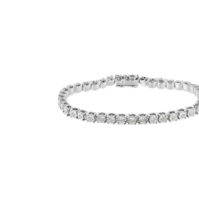 Haus Of Brilliance .925 Sterling Silver Miracle-set Diamond Round Miracle Plate Tennis Bracelet In White
