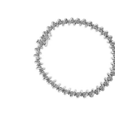 Haus Of Brilliance .925 Sterling Silver 1/4 Cttw Miracle Set Diamond S Curve Link Bracelet In Grey