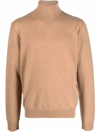 Maison Margiela Four-stitch Cashmere Jumper In Brown