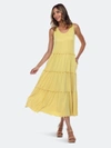 White Mark Plus Size Scoop Neck Tiered Midi Dress In Yellow