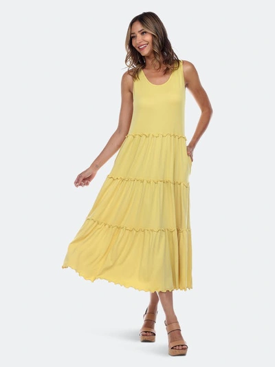 White Mark Plus Size Scoop Neck Tiered Midi Dress In Yellow