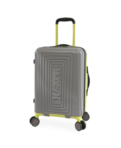 Hurley Suki 21" Hardside Spinner Suitcase In Gray/neon