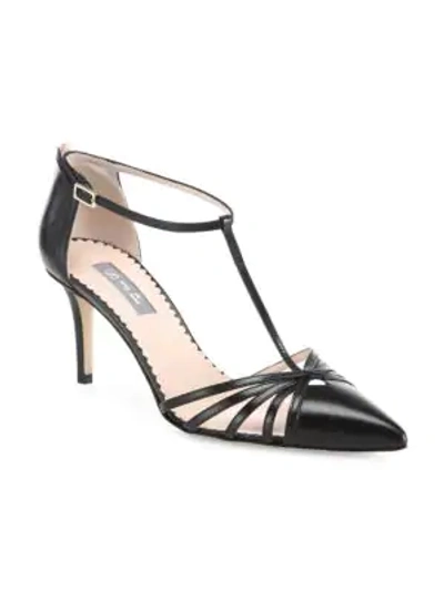 Sjp By Sarah Jessica Parker Carrie T-strap Leather Pumps In Black
