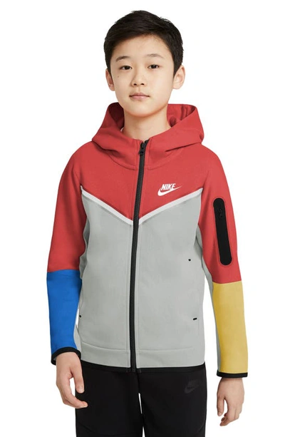 Nike Kids' Sportswear Tech Zip Hoodie In Lbstr/white
