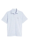 Vineyard Vines Stripe Sankaty Short Sleeve Performance Polo In Moonshine Tejeda