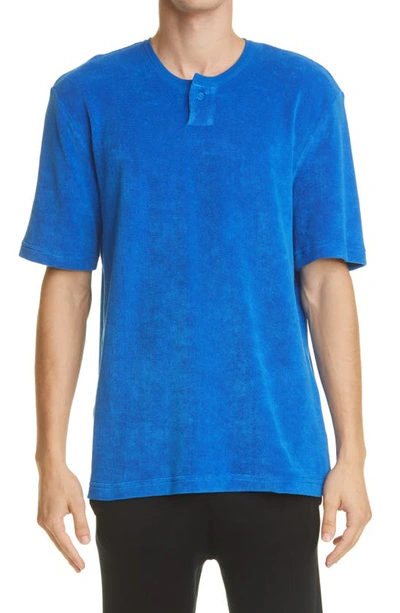 Bottega Veneta Mens Cobalt Short-sleeved Cotton-blend Towelling T-shirt L