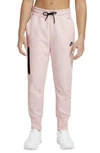 Nike Kids' Sportswear Tech Fleece Sweatpants In Pink Foam/ Heather/ Black