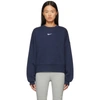 Nike Blue Sportswear Essential Cropped Sweatshirt In Midnight Navy/ White