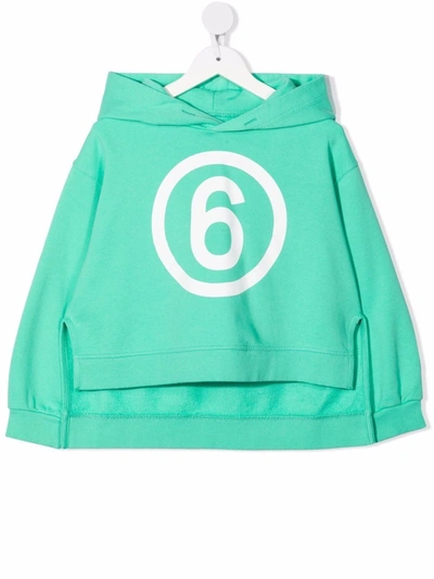 Mm6 Maison Margiela Teen Logo-print Pullover Hoodie In Green