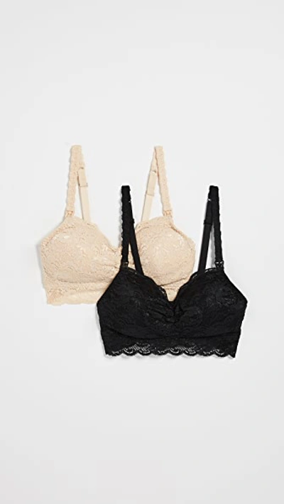 Cosabella Never Say Never Mommie Set Of Two Stretch-lace Nursing Bras In Black/blush