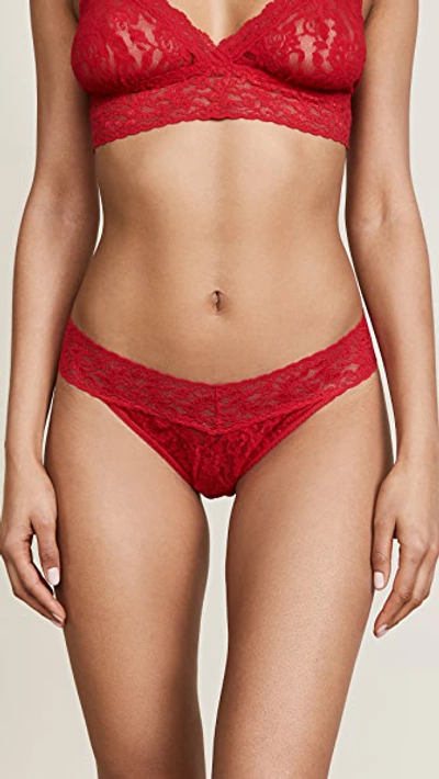 Hanky Panky Stretch Lace Traditional-rise Thong In Red