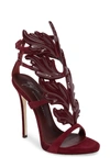 Giuseppe Zanotti Women's Coline Cruel Suede & Patent Leather Wing Embellished High Heel Sandals In Burgundy Red