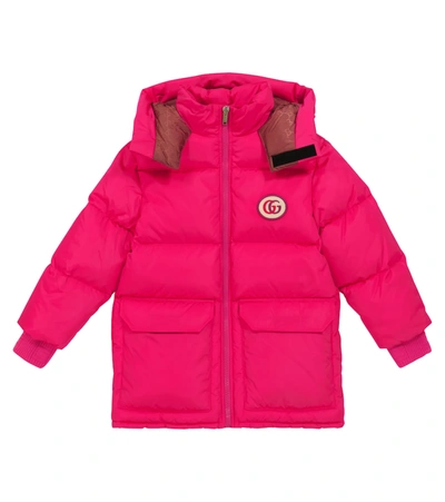 Gucci Kids' Double G 填充羽绒外套 In Pink
