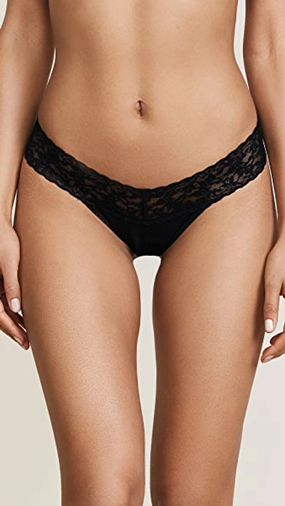 Hanky Panky Cotton With A Conscience Petite Low Rise Thong In Black