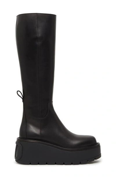 Valentino Garavani Black Leather Boots With Oversize Sole And Vlogo
