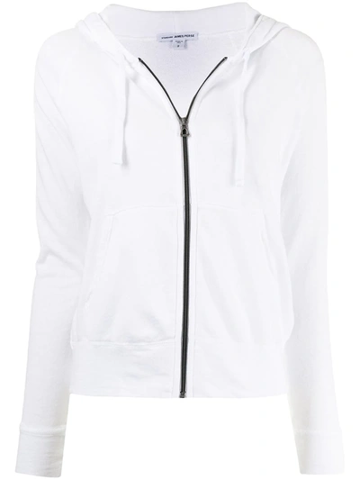 James Perse Zipped Drawstring Hoodie In Weiss