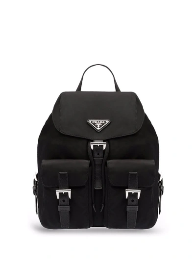 Prada Logo标牌双肩包 In Black