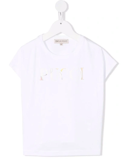 Emilio Pucci Junior Kids' Logo-print Short-sleeved T-shirt In White