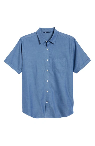 Cutter & Buck Windward Short Sleeve Twill Button-up Shirt In Indigo
