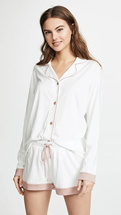 Cosabella Bella Long Sleeve Pj Set In Moon Ivory Mandorla