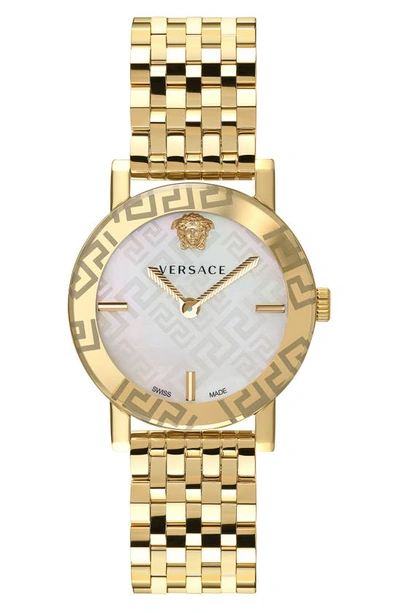 Versace Greca Glass Ip Yellow Gold Bracelet Watch
