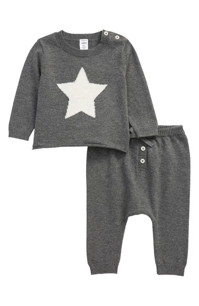 Nordstrom Babies' Star Intarsia Pullover & Pants Set In Grey Dark Heather Star