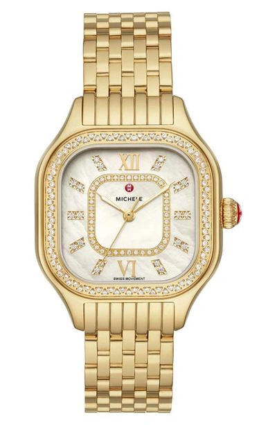 Michele Women's Meggie Goldtone Stainless Steel & Diamond Bracelet Watch In White/gold
