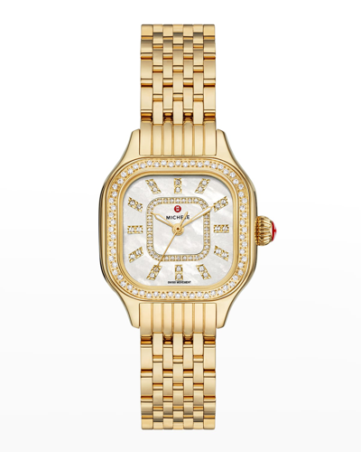 Michele Women's Meggie Goldtone Stainless Steel & Diamond Bracelet Watch In Gold Tone / Mop / Mother Of Pearl / Yellow