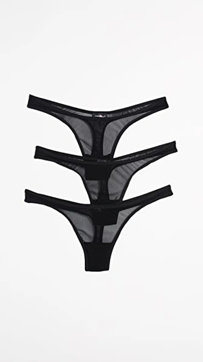 Cosabella Soire Classic Thong 3 Pack In Black/black/black