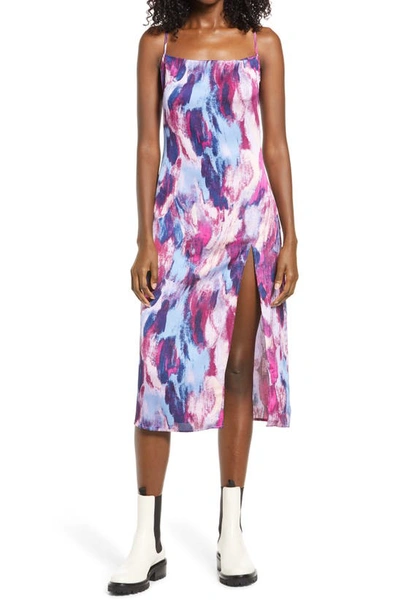 Open Edit Racerback Crepe Sundress In Purple Chalk Camo