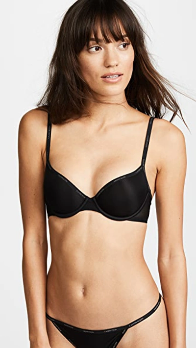 Calvin Klein Underwear Sheer Marquisette Demi Bra In Black