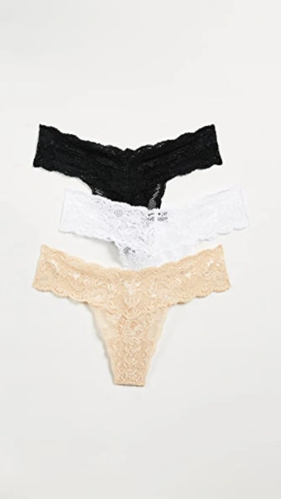 Cosabella Never Say Never Cutie 3 Pack Low Rise Thongs In Blk Blsh Wht