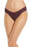 Hanky Panky Stretch Cotton Original Rise Thong In Plum Wine