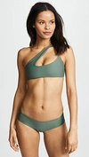 Mikoh Queensland Cross Shoulder Bikini Top In Army