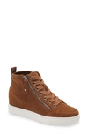 Steve Madden Cornell Hidden Wedge High Top Sneaker In Cognac Suede