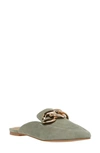 Steve Madden Finn Chain Pointed Toe Mule In Khaki Green Suede