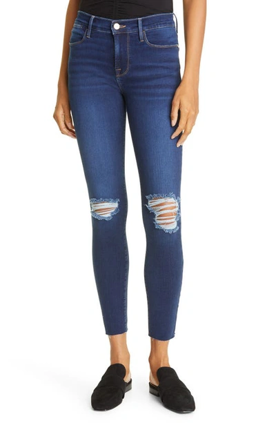 Frame Le High Skinny Jeans In Triple Needle Distressed