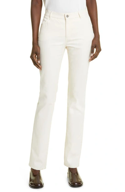Lafayette 148 Thompson Waxed Denim Slim Leg Jeans In White