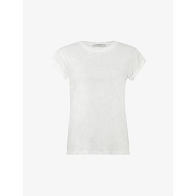Allsaints Womens Chalk White Anna Crewneck Cotton T-shirt 6